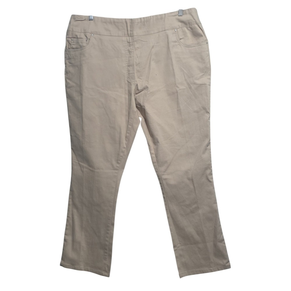 Blair Womens Tan Khaki Pull On Stretch Straight Leg Pants Size 20 Plus B12467